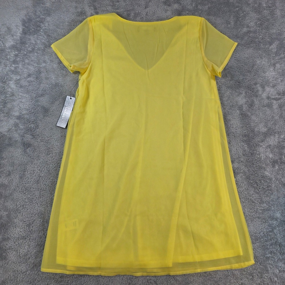 Lulus Freestyle Sheer Sleeve Shift Dress Bright Yellow Chiffon XS Women Mini - Picture 6 of 9